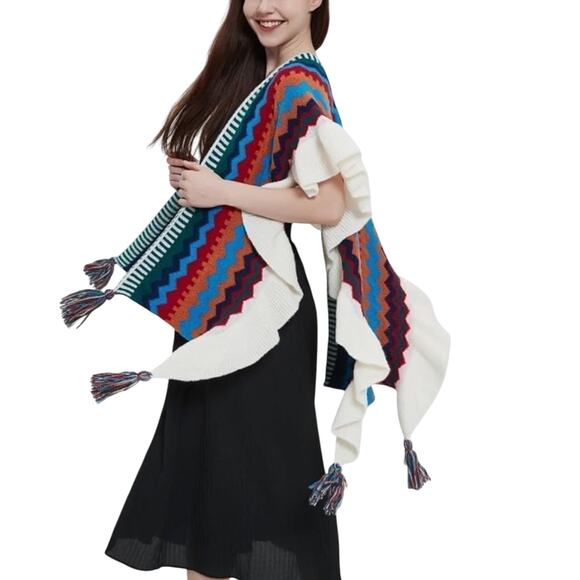 NIFTRIRY Wrap Poncho Cape Cardigan Sweater with Open Front One Size New with Tag - Picture 1 of 8